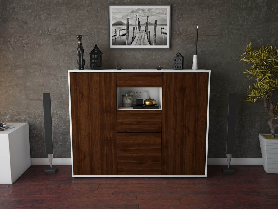 Highboard Ornella, Walnuss Front (136x108x35cm) - Stil.Zeit Möbel GmbH