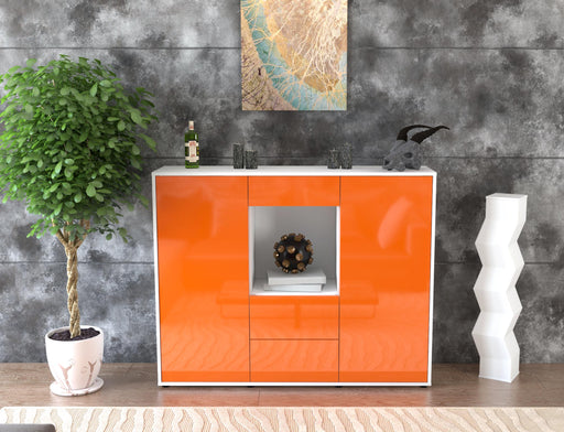 Highboard Ortensia, Orange Front (136x108x35cm) - Stil.Zeit Möbel GmbH