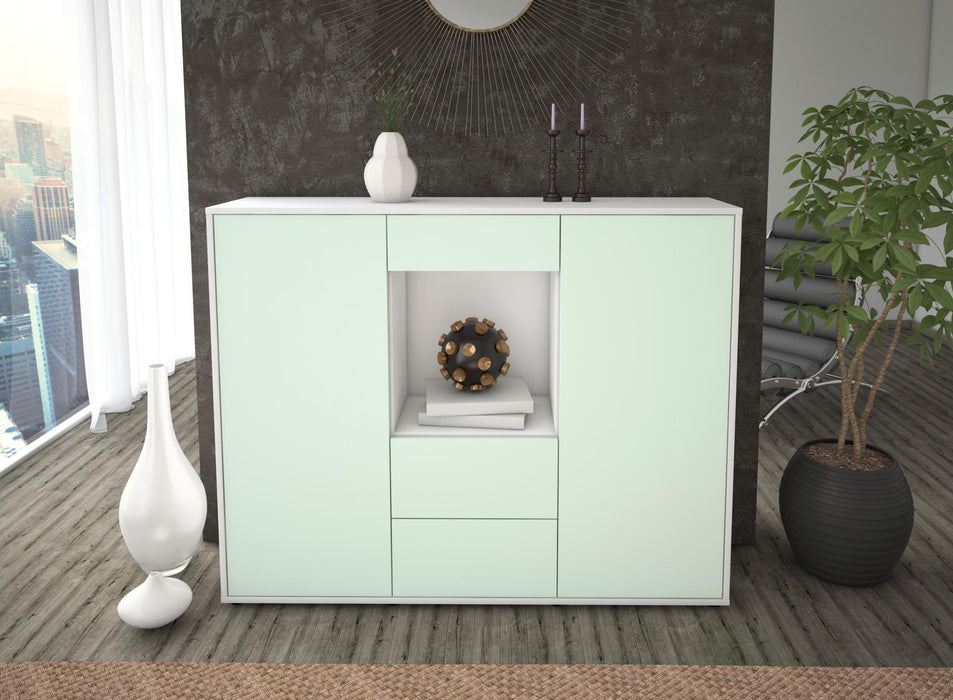 Highboard Ortensia, Mint Front (136x108x35cm) - Stil.Zeit Möbel GmbH