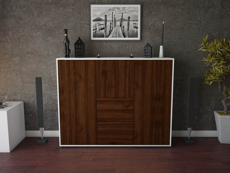 Highboard Pasquale, Walnuss Front (136x108x35cm) - Stil.Zeit Möbel GmbH