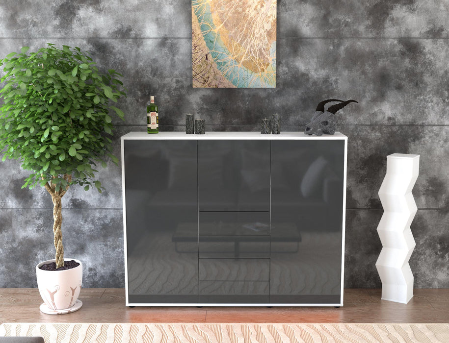 Highboard Pasquale, Grau Front (136x108x35cm) - Stil.Zeit Möbel GmbH