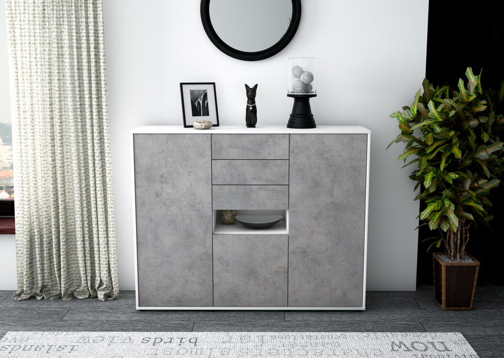 Highboard Paulina, Beton Front (136x108x35cm) - Stil.Zeit Möbel GmbH