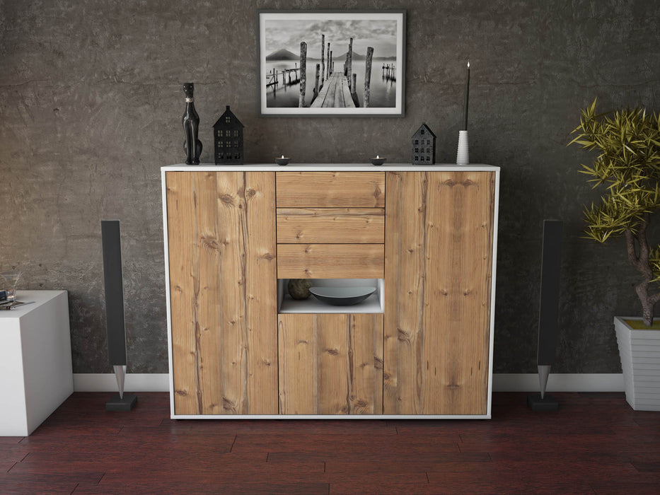 Highboard Paulina, Pinie Front (136x108x35cm) - Stil.Zeit Möbel GmbH