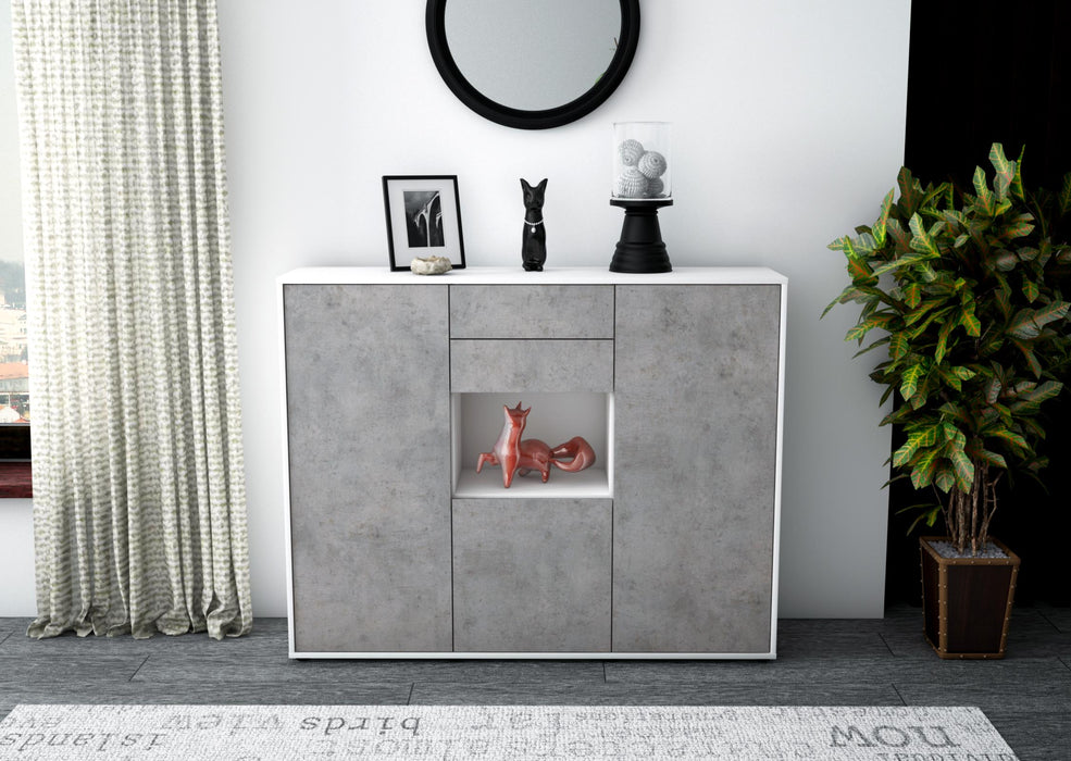 Highboard Penelope, Beton Front (136x108x35cm) - Stil.Zeit Möbel GmbH