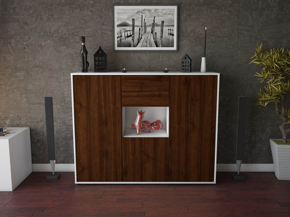 Highboard Penelope, Walnuss Front (136x108x35cm) - Stil.Zeit Möbel GmbH