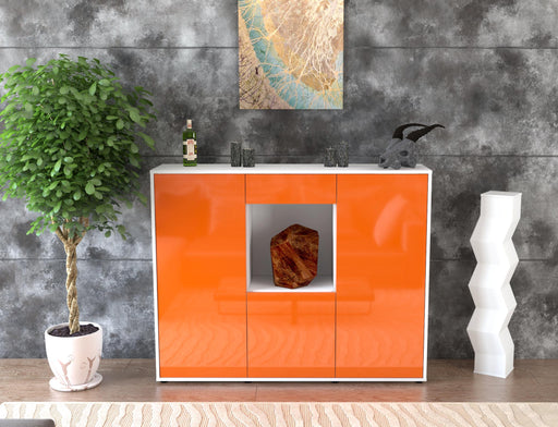Highboard Peppina, Orange Front (136x108x35cm) - Stil.Zeit Möbel GmbH