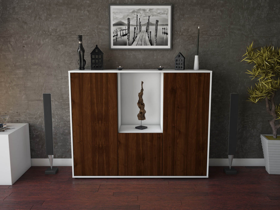 Highboard Pia, Walnuss Front (136x108x35cm) - Stil.Zeit Möbel GmbH