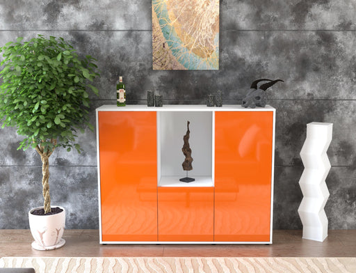 Highboard Pia, Orange Front (136x108x35cm) - Stil.Zeit Möbel GmbH