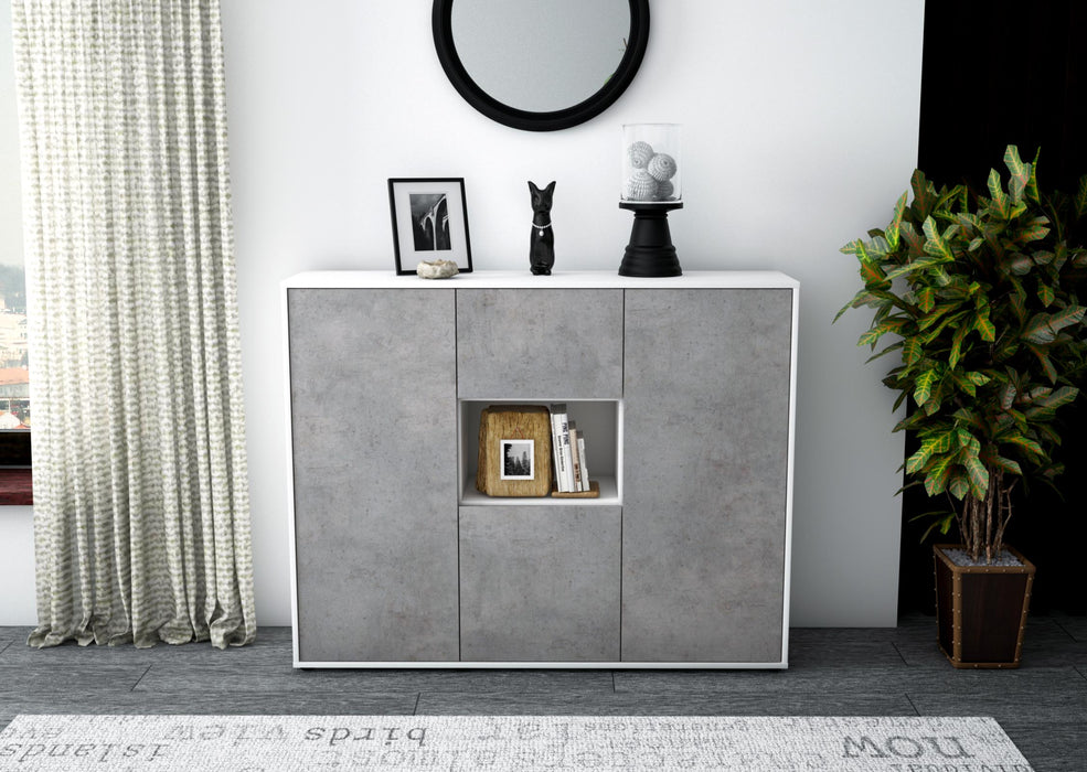 Highboard Pippa, Beton Front (136x108x35cm) - Stil.Zeit Möbel GmbH