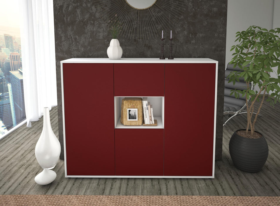 Highboard Pippa, Bordeaux Front (136x108x35cm) - Stil.Zeit Möbel GmbH