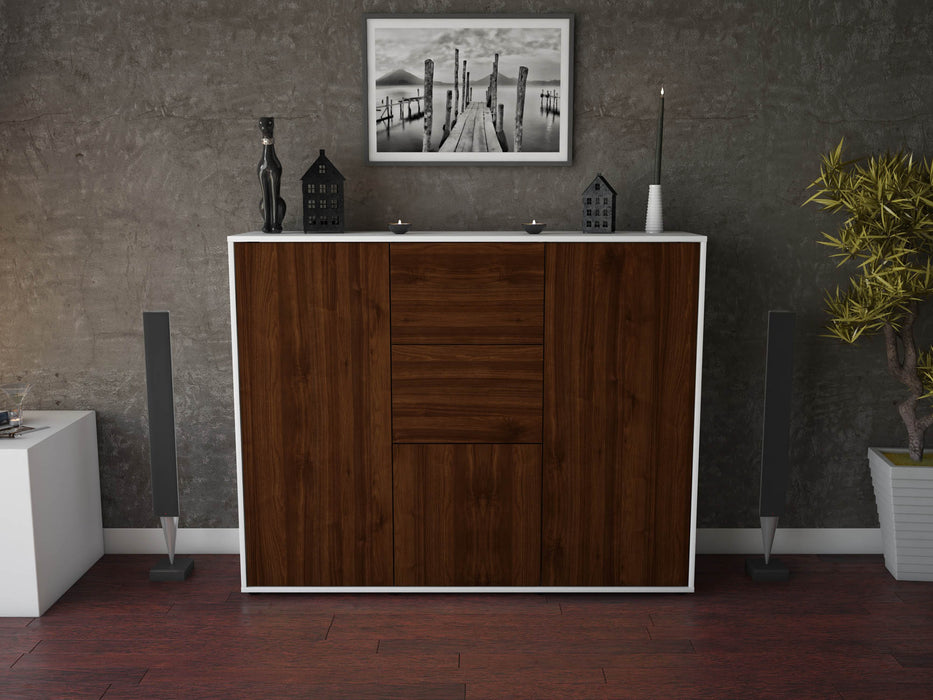 Highboard Polina, Walnuss Front (136x108x35cm) - Stil.Zeit Möbel GmbH