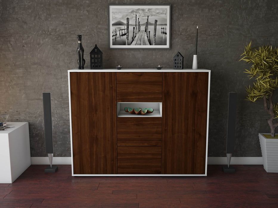 Highboard Quinta, Walnuss Front (136x108x35cm) - Stil.Zeit Möbel GmbH