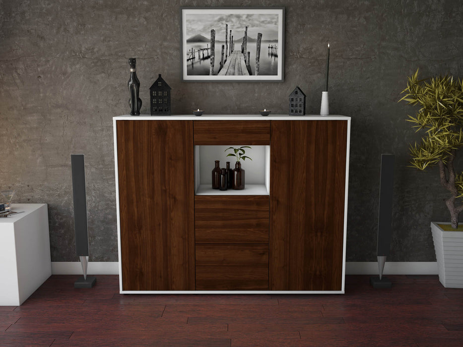 Highboard Rachelle, Walnuss Front (136x108x35cm) - Stil.Zeit Möbel GmbH