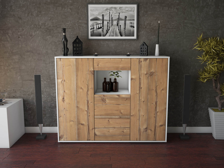 Highboard Rachelle, Pinie Front (136x108x35cm) - Stil.Zeit Möbel GmbH