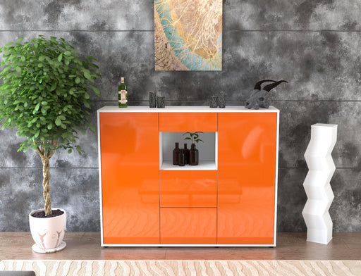 Highboard Rachelle, Orange Front (136x108x35cm) - Stil.Zeit Möbel GmbH