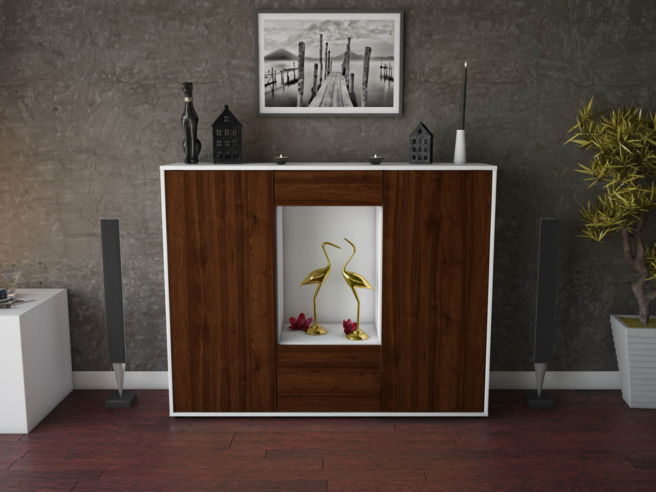 Highboard Raffaela, Walnuss Front (136x108x35cm) - Stil.Zeit Möbel GmbH