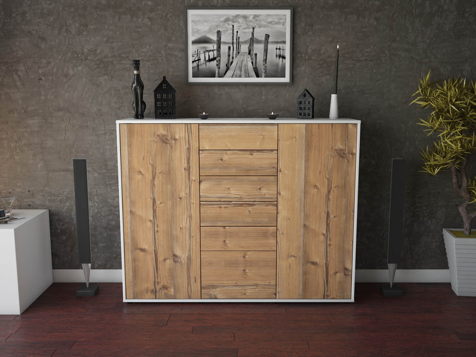 Highboard Ramona, Pinie Front (136x108x35cm) - Stil.Zeit Möbel GmbH