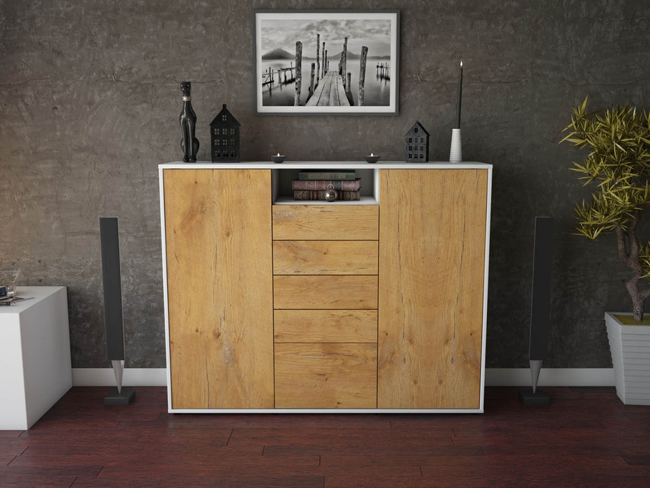 Highboard Ravena, Eiche Front (136x108x35cm) - Stil.Zeit Möbel GmbH