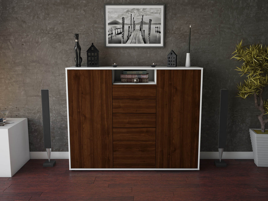 Highboard Ravena, Walnuss Front (136x108x35cm) - Stil.Zeit Möbel GmbH