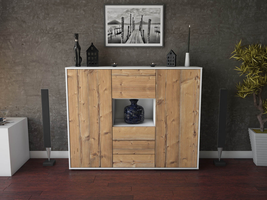 Highboard Ravenna, Pinie Front (136x108x35cm) - Stil.Zeit Möbel GmbH