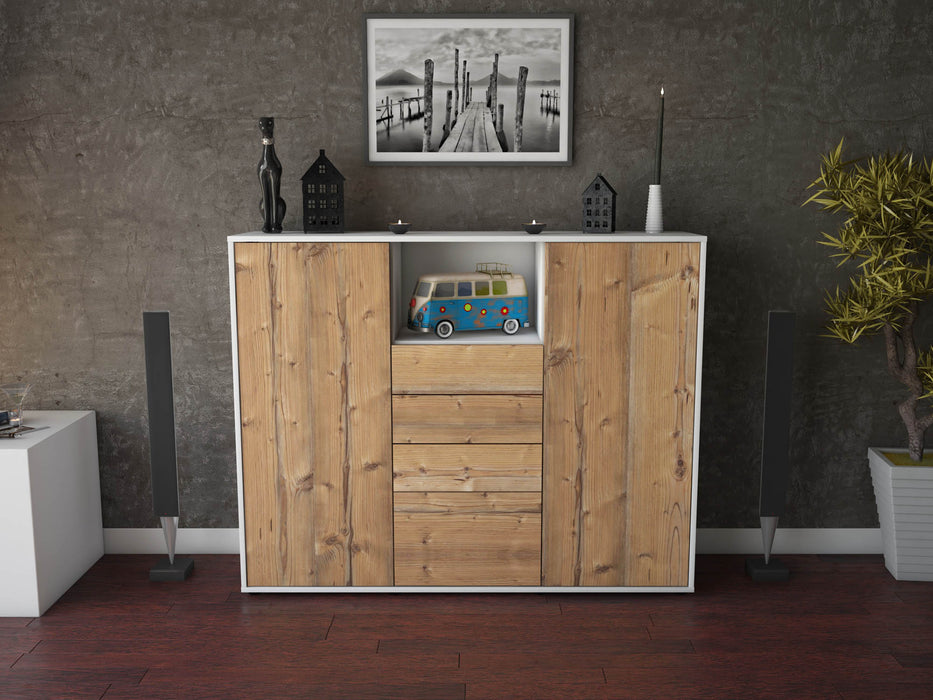 Highboard Rebecca, Pinie Front (136x108x35cm) - Stil.Zeit Möbel GmbH