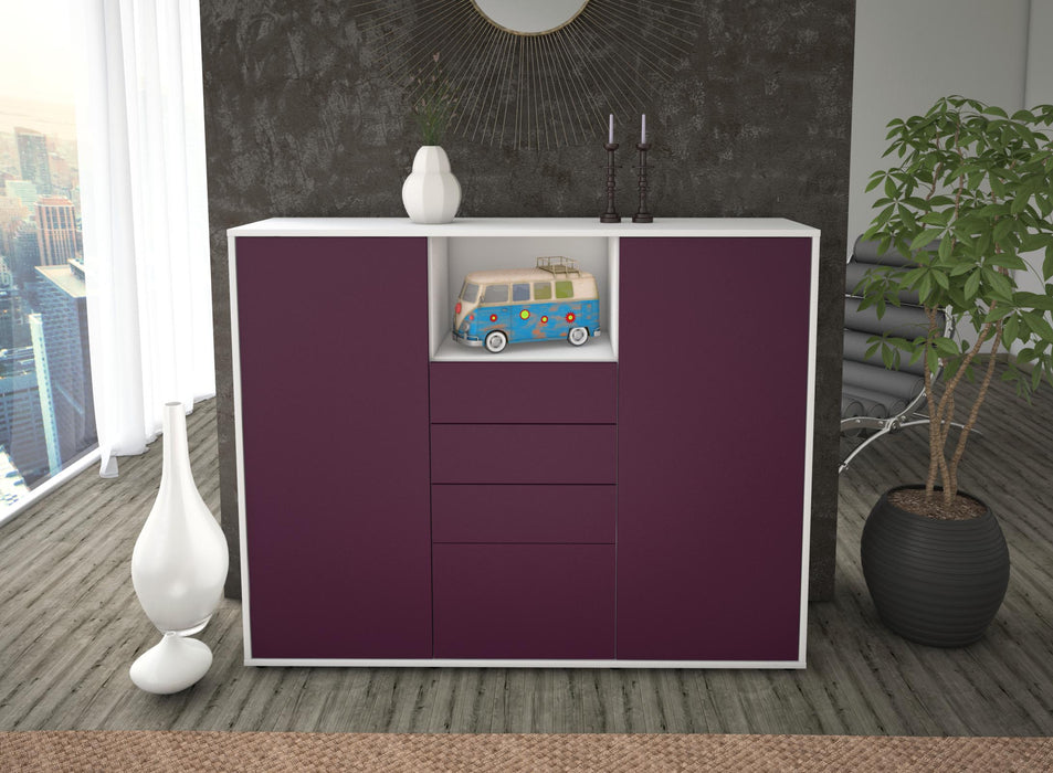 Highboard Rebecca, Lila Front (136x108x35cm) - Stil.Zeit Möbel GmbH