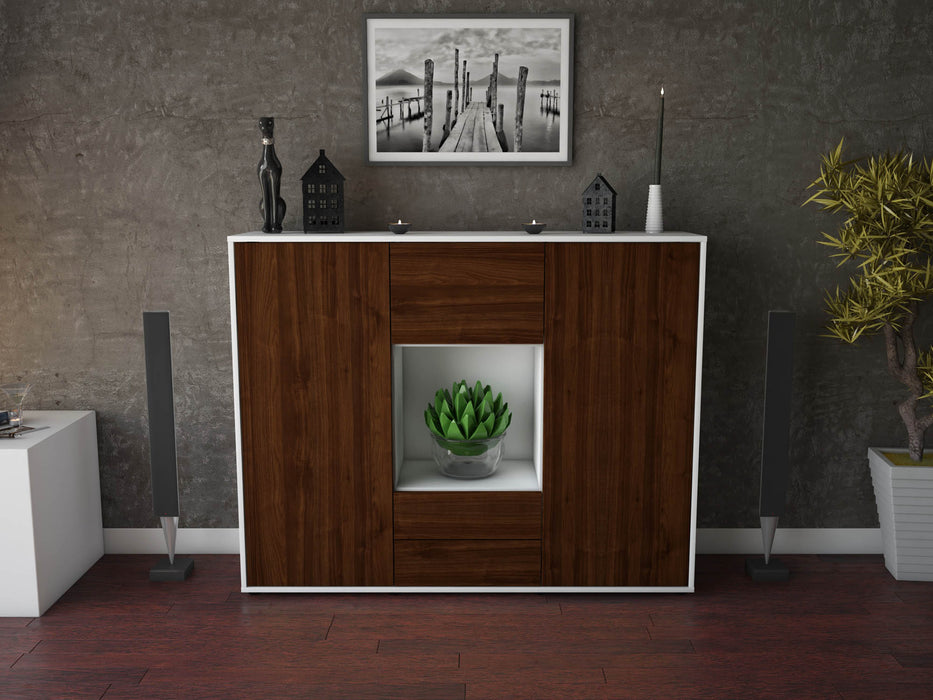 Highboard Rella, Walnuss Front (136x108x35cm) - Stil.Zeit Möbel GmbH