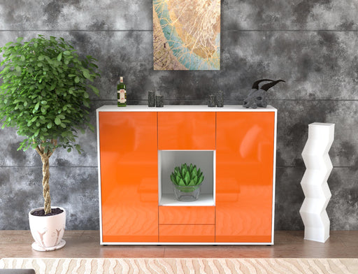 Highboard Rella, Orange Front (136x108x35cm) - Stil.Zeit Möbel GmbH