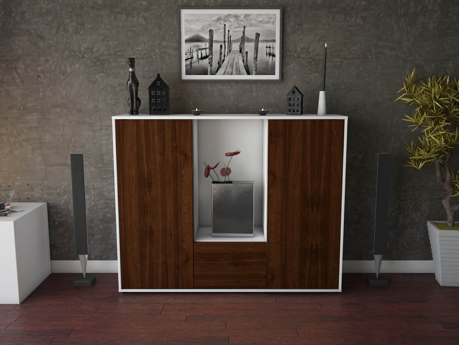 Highboard Renata, Walnuss Front (136x108x35cm) - Stil.Zeit Möbel GmbH