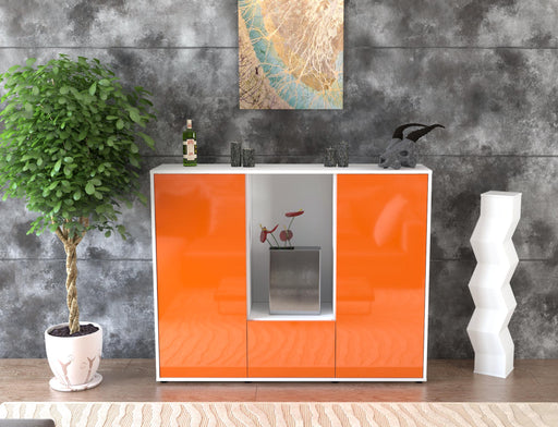 Highboard Renata, Orange Front (136x108x35cm) - Stil.Zeit Möbel GmbH