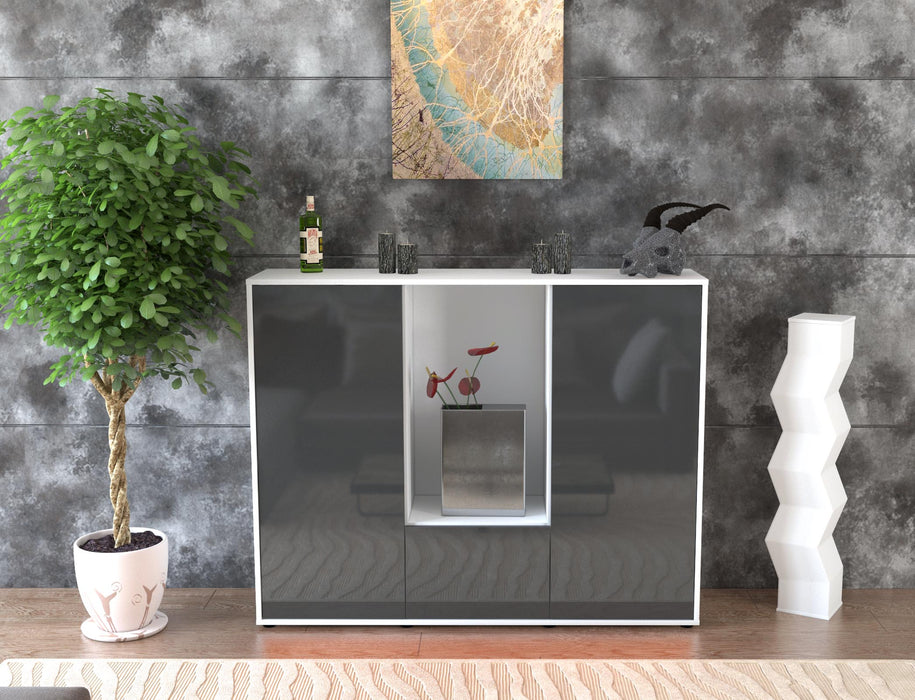 Highboard Renata, Grau Front (136x108x35cm) - Stil.Zeit Möbel GmbH