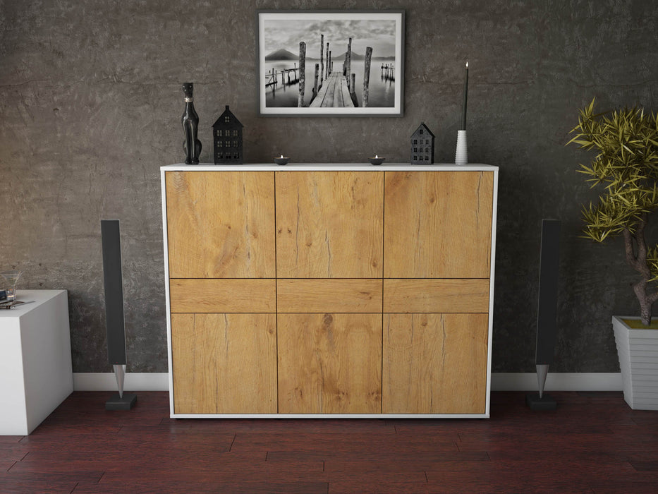 Highboard Saphira, Eiche Front (136x108x35cm) - Stil.Zeit Möbel GmbH