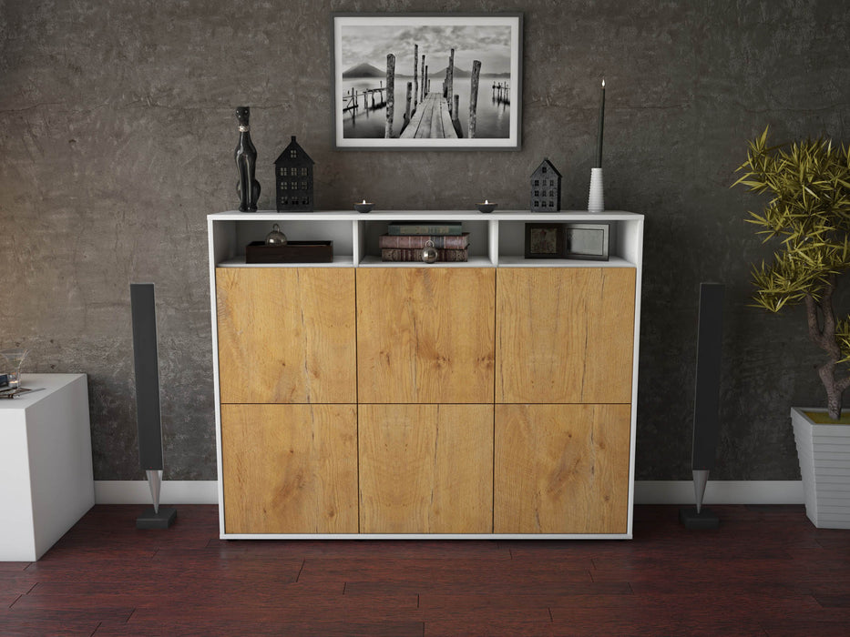 Highboard Sara, Eiche Front (136x108x35cm) - Stil.Zeit Möbel GmbH