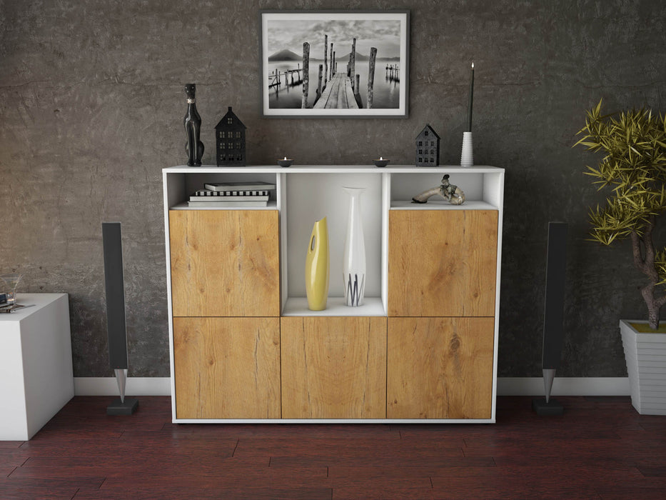 Highboard Sarina, Eiche Front (136x108x35cm) - Stil.Zeit Möbel GmbH