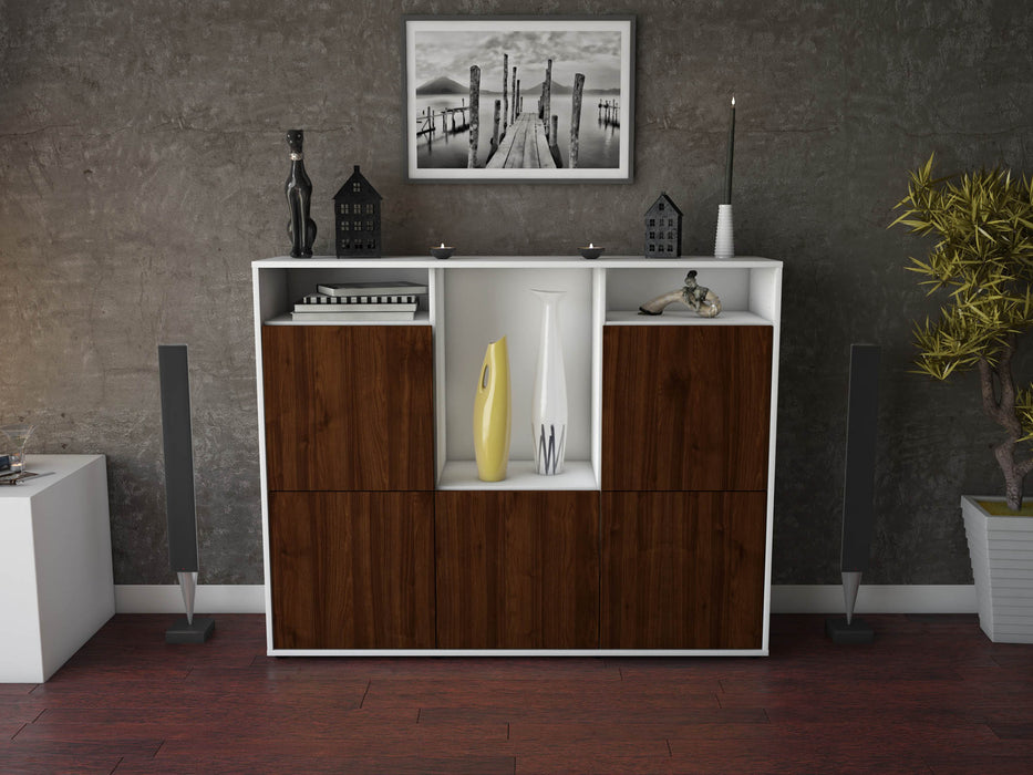 Highboard Sarina, Walnuss Front (136x108x35cm) - Stil.Zeit Möbel GmbH