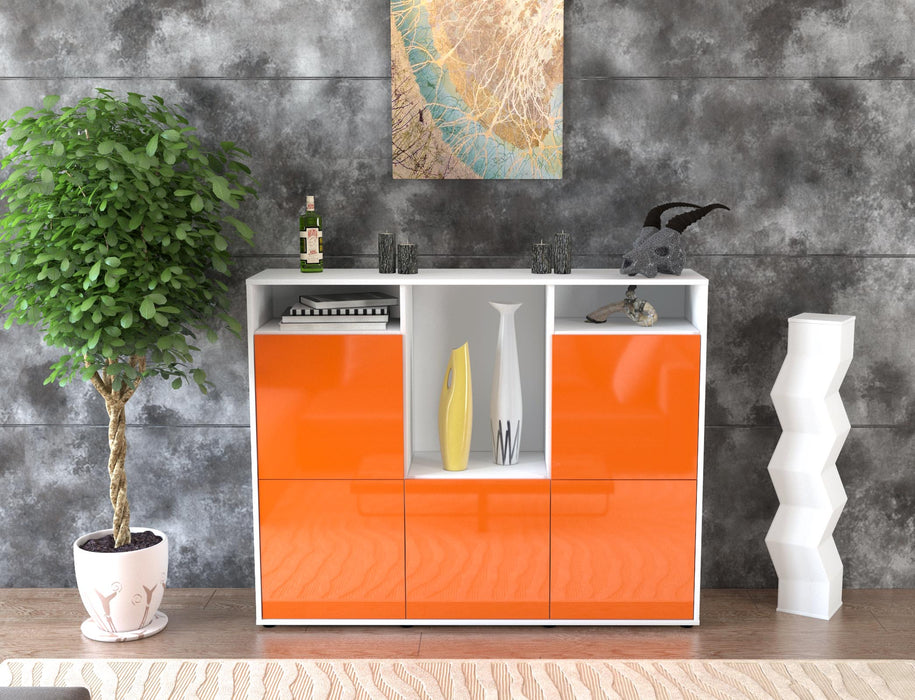 Highboard Sarina, Orange Front (136x108x35cm) - Stil.Zeit Möbel GmbH