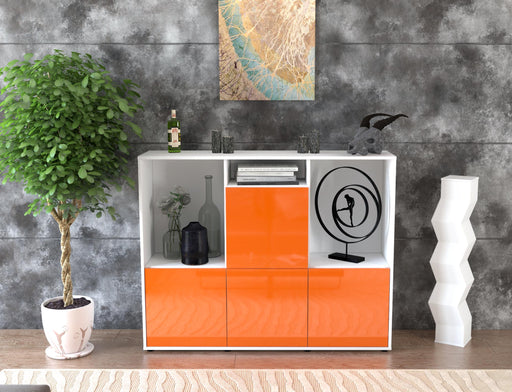 Highboard Saskia, Orange Front (136x108x35cm) - Stil.Zeit Möbel GmbH