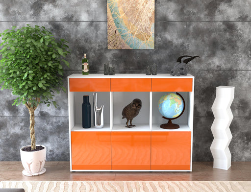 Highboard Selina, Orange Front (136x108x35cm) - Stil.Zeit Möbel GmbH