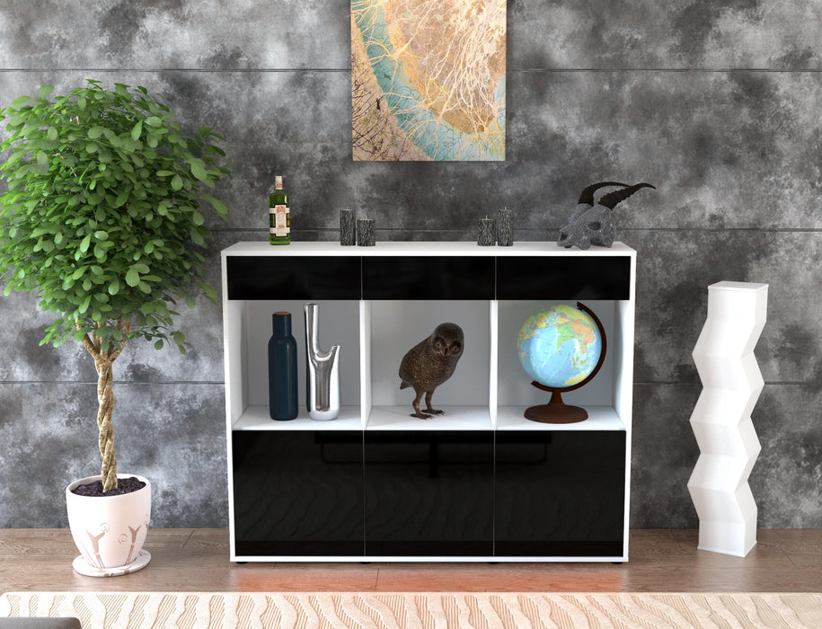 Highboard Selina, Schwarz Front (136x108x35cm) - Stil.Zeit Möbel GmbH