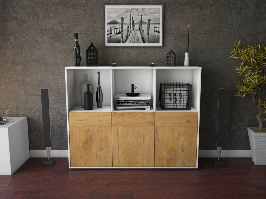 Highboard Selma, Eiche Front (136x108x35cm) - Stil.Zeit Möbel GmbH