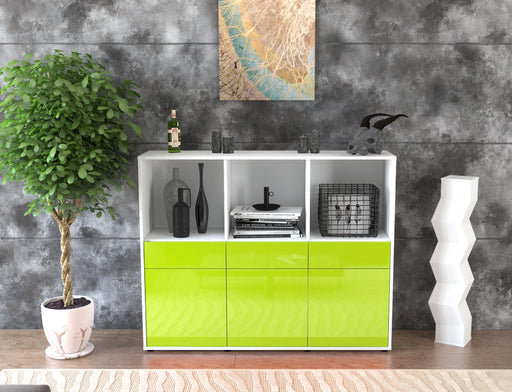 Highboard Selma, Grün Front (136x108x35cm) - Stil.Zeit Möbel GmbH