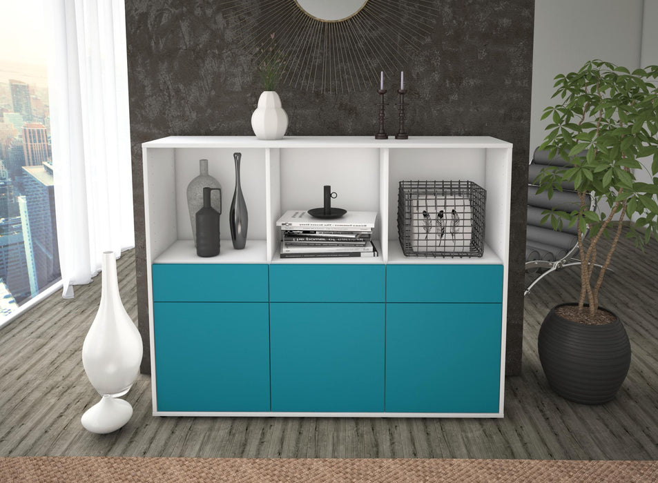 Highboard Selma, Türkis Front (136x108x35cm) - Stil.Zeit Möbel GmbH