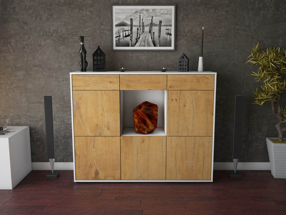 Highboard Serafina, Eiche Front (136x108x35cm) - Stil.Zeit Möbel GmbH