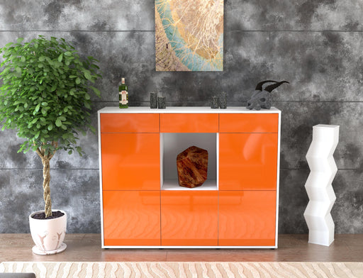 Highboard Serafina, Orange Front (136x108x35cm) - Stil.Zeit Möbel GmbH