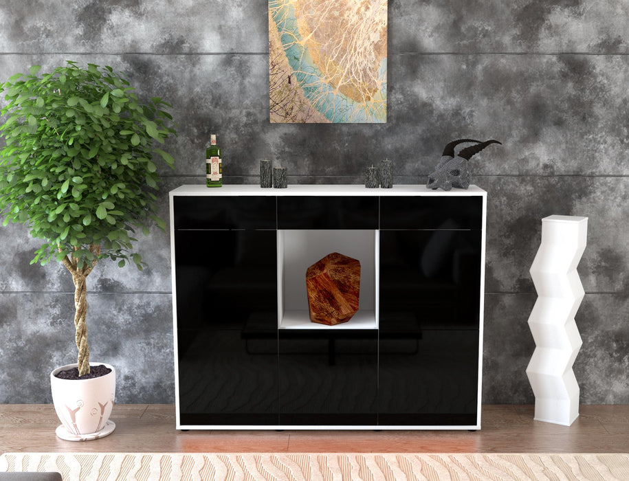 Highboard Serafina, Schwarz Front (136x108x35cm) - Stil.Zeit Möbel GmbH