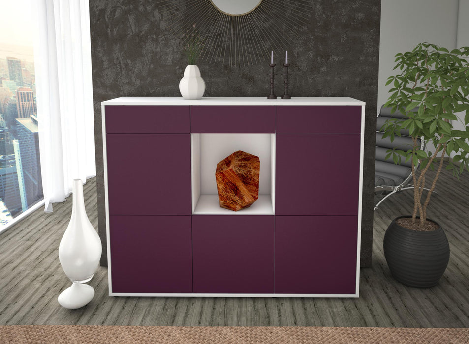 Highboard Serafina, Lila Front (136x108x35cm) - Stil.Zeit Möbel GmbH