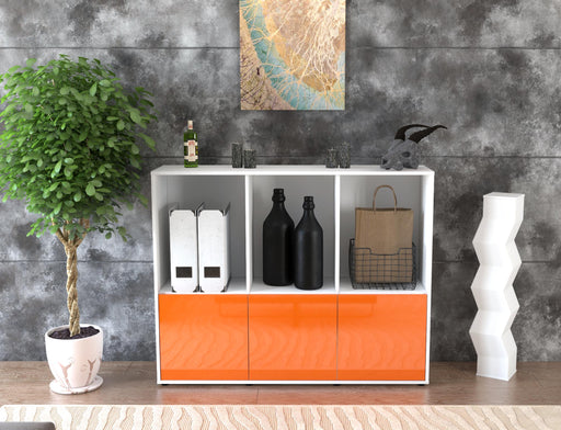 Highboard Seraphine, Orange Front (136x108x35cm) - Stil.Zeit Möbel GmbH