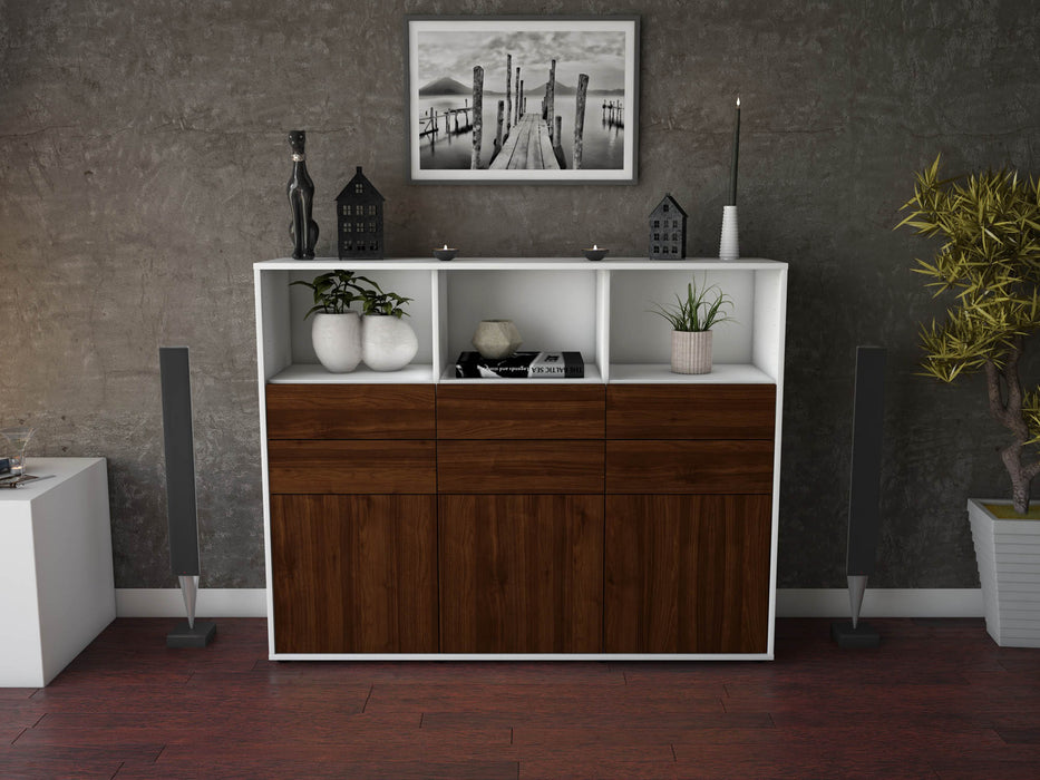 Highboard Serenella, Walnuss Front (136x108x35cm) - Stil.Zeit Möbel GmbH