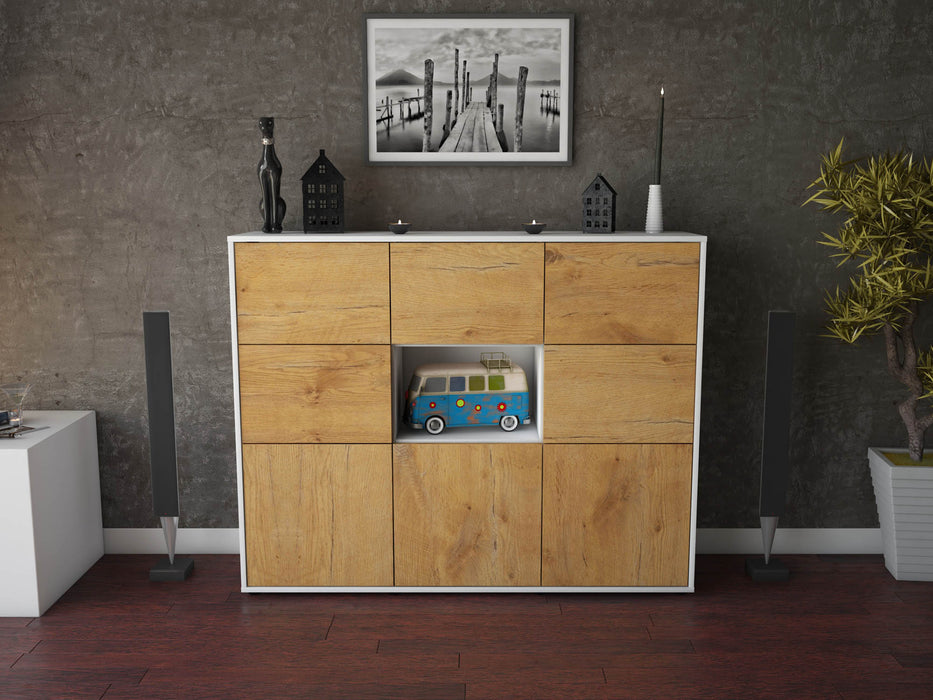 Highboard Silvia, Eiche Front (136x108x35cm) - Stil.Zeit Möbel GmbH