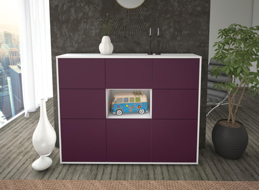 Highboard Silvia, Lila Front (136x108x35cm) - Stil.Zeit Möbel GmbH